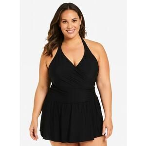 D&Co. Beach Women’s Black One-Piece Skirted Swimsuit Size 20WP Plus